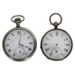 Limit lever pocket watch, signed movement, Roman numeral dial, within a nickel exhibition case,