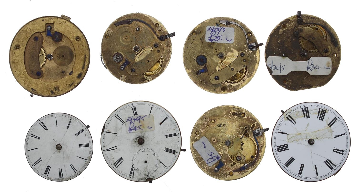 Eight fusee verge pocket watch movements, including makers Jones, Strand; Josh Johnson, London (8) - Image 2 of 2