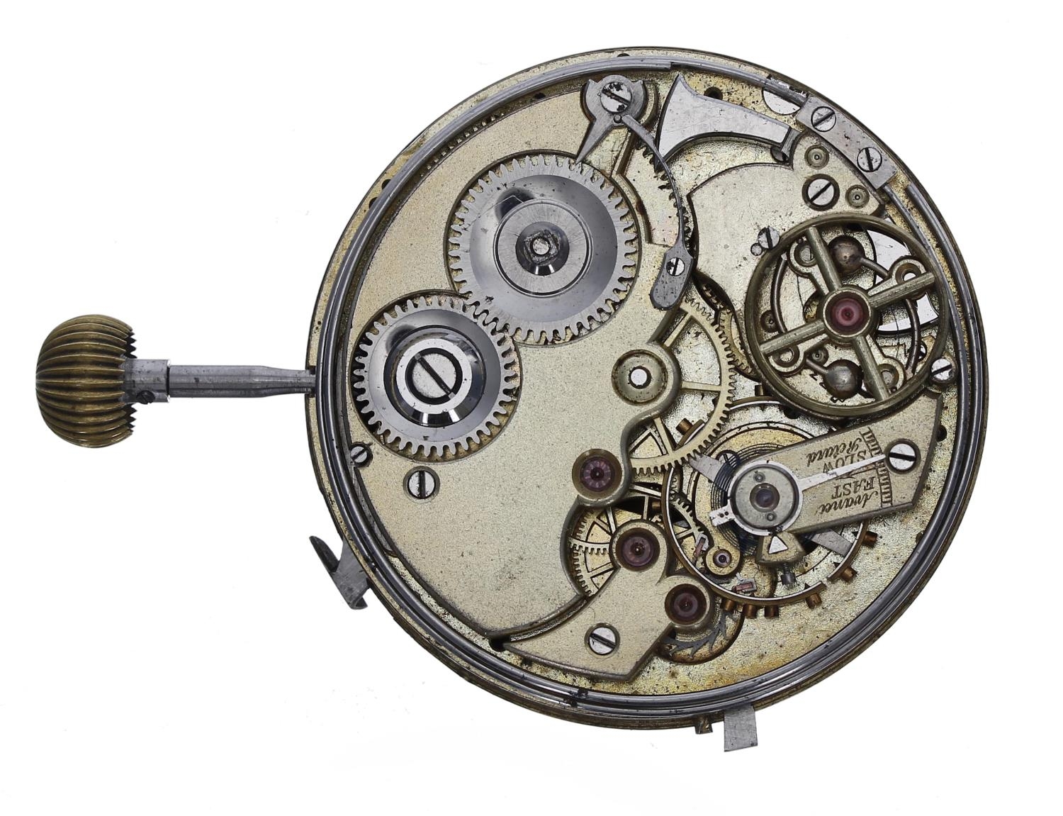 Jacquemart automaton repeating pocket watch movement, stem-wind lever-set gilt frosted movement with - Image 2 of 2