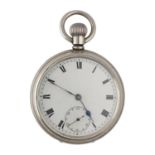 George V silver lever pocket watch, Birmingham 1918, 7 jewel three quarter plate movement, no.