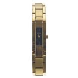 Gucci gold plated lady's wristwatch, reference no. 4600L, rectangular black dial, quartz, 13mm