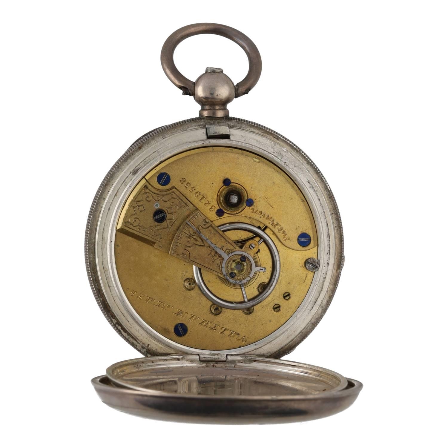 American Waltham silver lever pocket watch, circa 1886, serial no. 3219558, signed movement with - Image 2 of 3