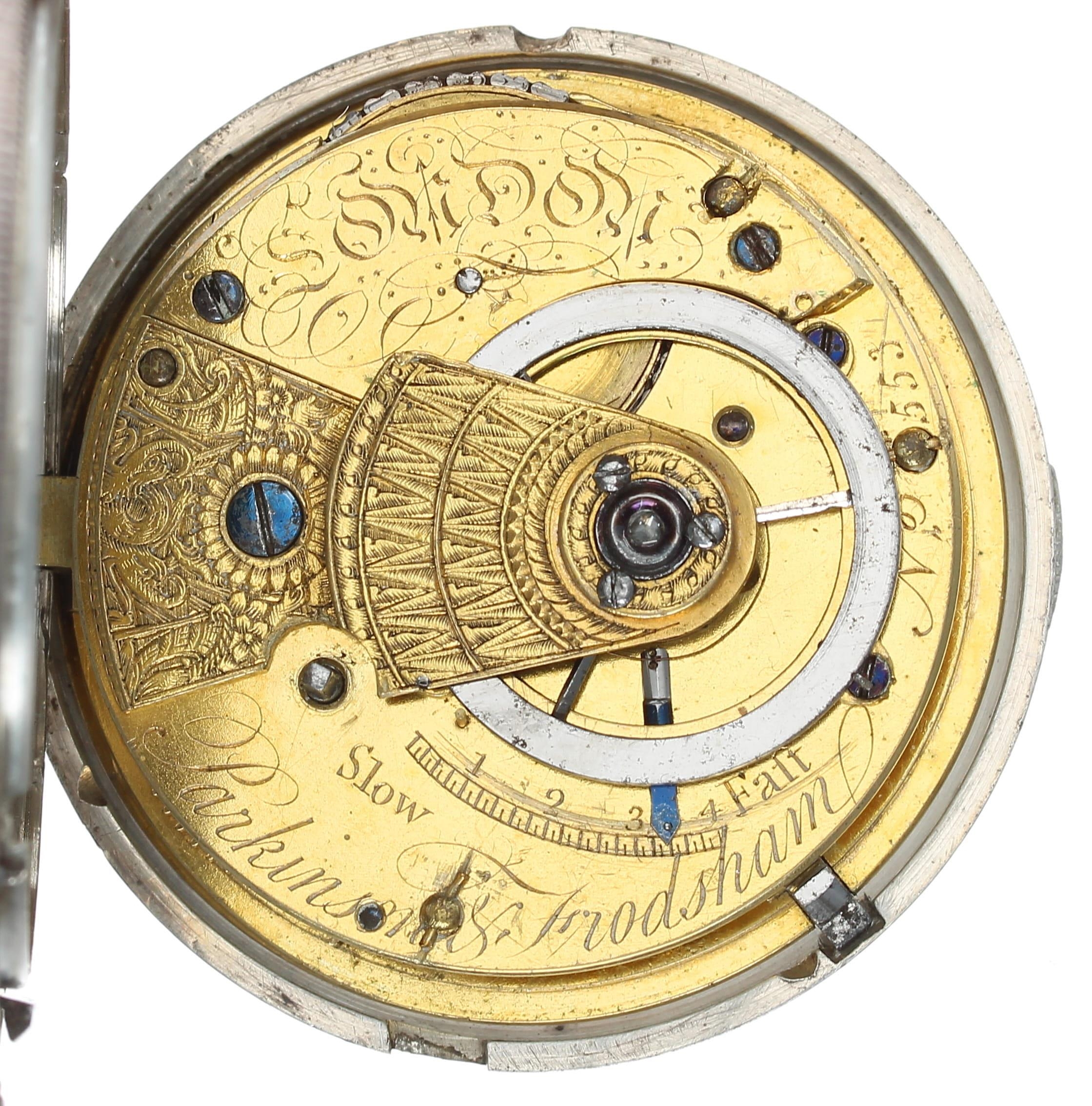 Parkinson & Frodsham, London - 19th century silver verge hunter pocket watch, signed fusee movement, - Bild 3 aus 5