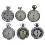 Six Ingersoll chrome cased pocket watches to include two Ingersoll Triumph, Ingersoll Defiance and