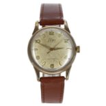Helvetia/Elco 9ct automatic gentleman's wristwatch, London 1963, circular silvered dial signed Elco,