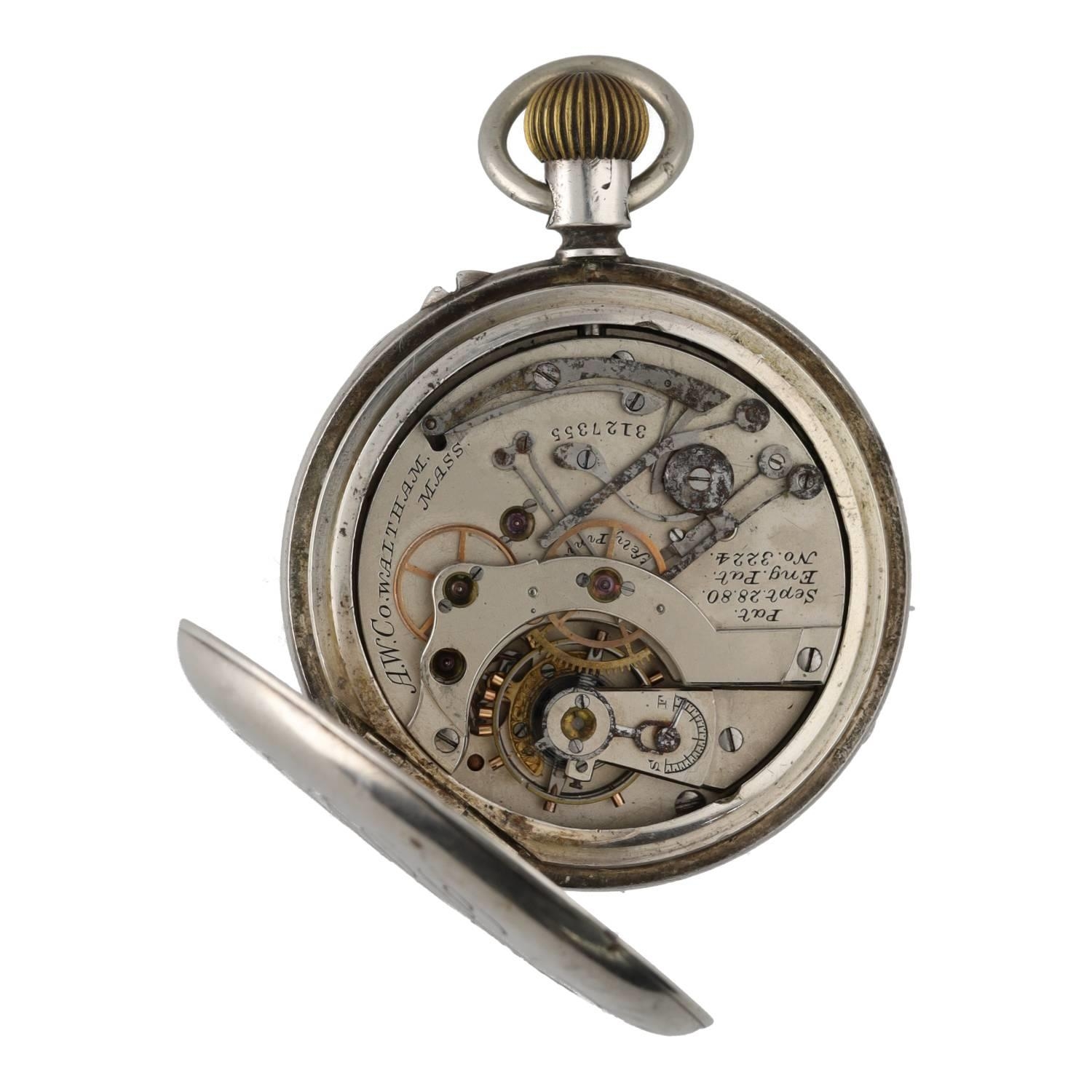 American Waltham silver chronograph lever pocket watch, circa 1886, serial no. 3127355, signed - Image 3 of 4