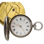 Barrauds, London - George IV silver verge hunter pocket watch, London 1824, the fusee movement