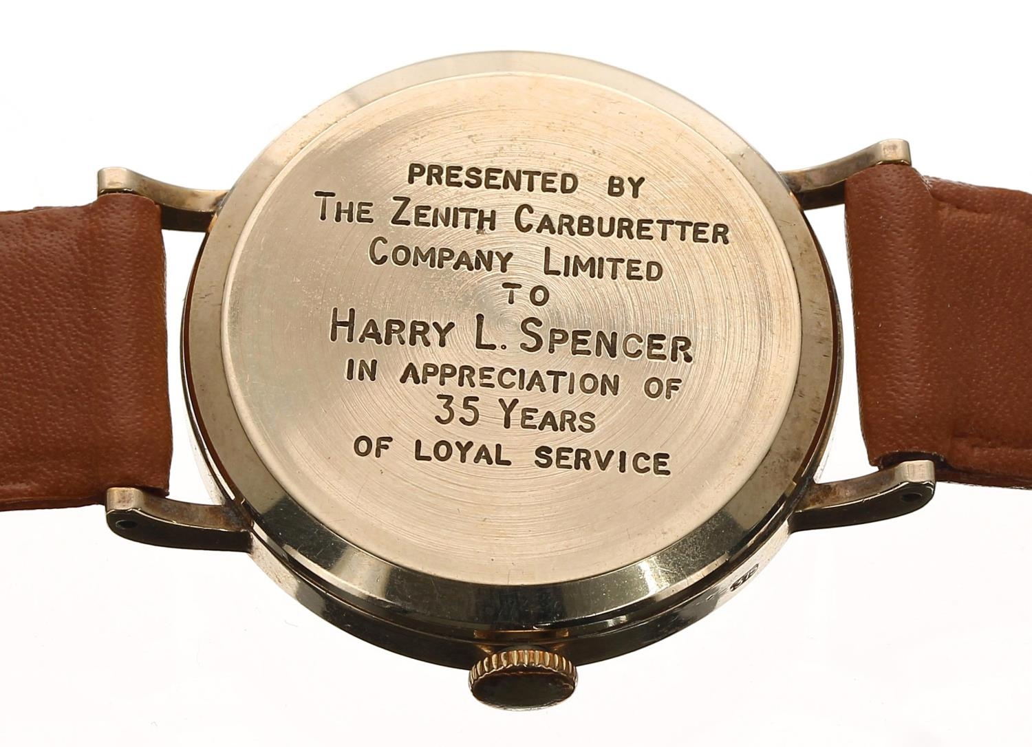Smiths De Luxe 9ct gentleman's wristwatch, London 1962, circular silvered dial with applied gilt - Bild 2 aus 2