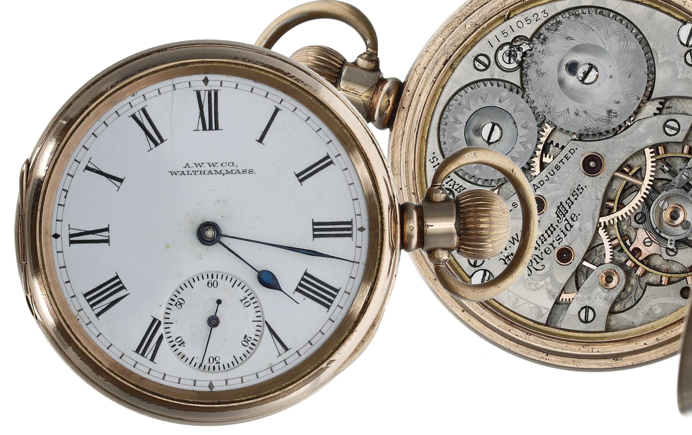 American Waltham 'Riverside Maximus' gold plated lever pocket watch, circa 1902, serial no.