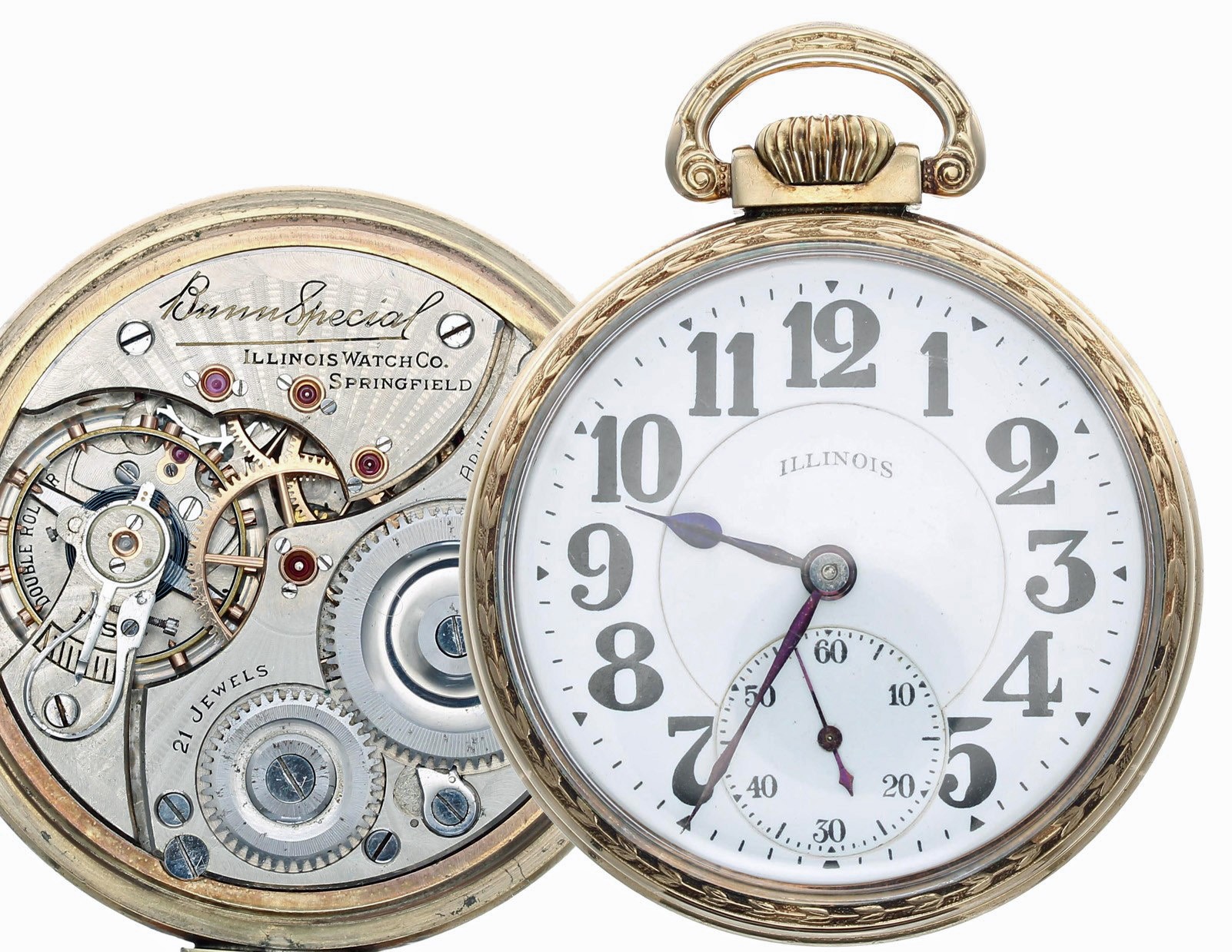 Illinois Watch Co. 'Bunn Special' 10k rolled gold lever set pocket watch, circa 1924, signed 21