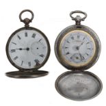 Turkish Market silver (0.800) lever engine turned hunter pocket watch for repair, the half plate