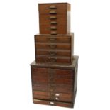 Three wooden storage chests, 18.5'' x 18.75'', 12'' x 15'', 12.5'' x 11.5'' (3)