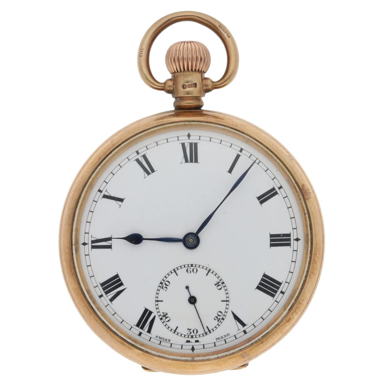 Admiral - Swiss 9ct lever pocket watch, Birmingham 1928, Swiss ref. 999 movement, Roman numeral dial - Image 2 of 5