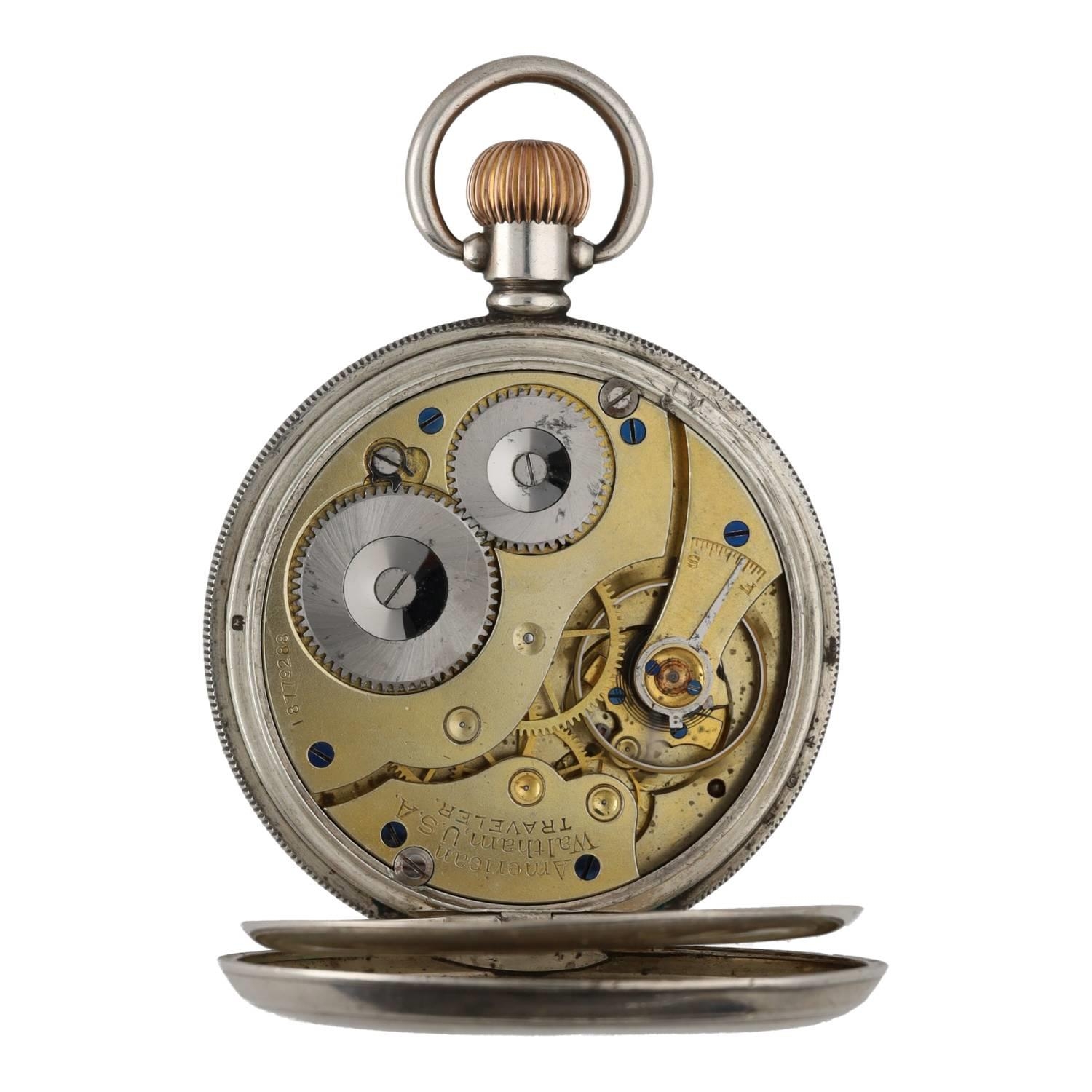 American Waltham 'Traveler' silver lever pocket watch, circa 1912, serial no. 18779288, signed - Image 2 of 3