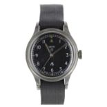 Smiths British Military Army issue stainless steel gentleman's wristwatch, circa 1968, black dial