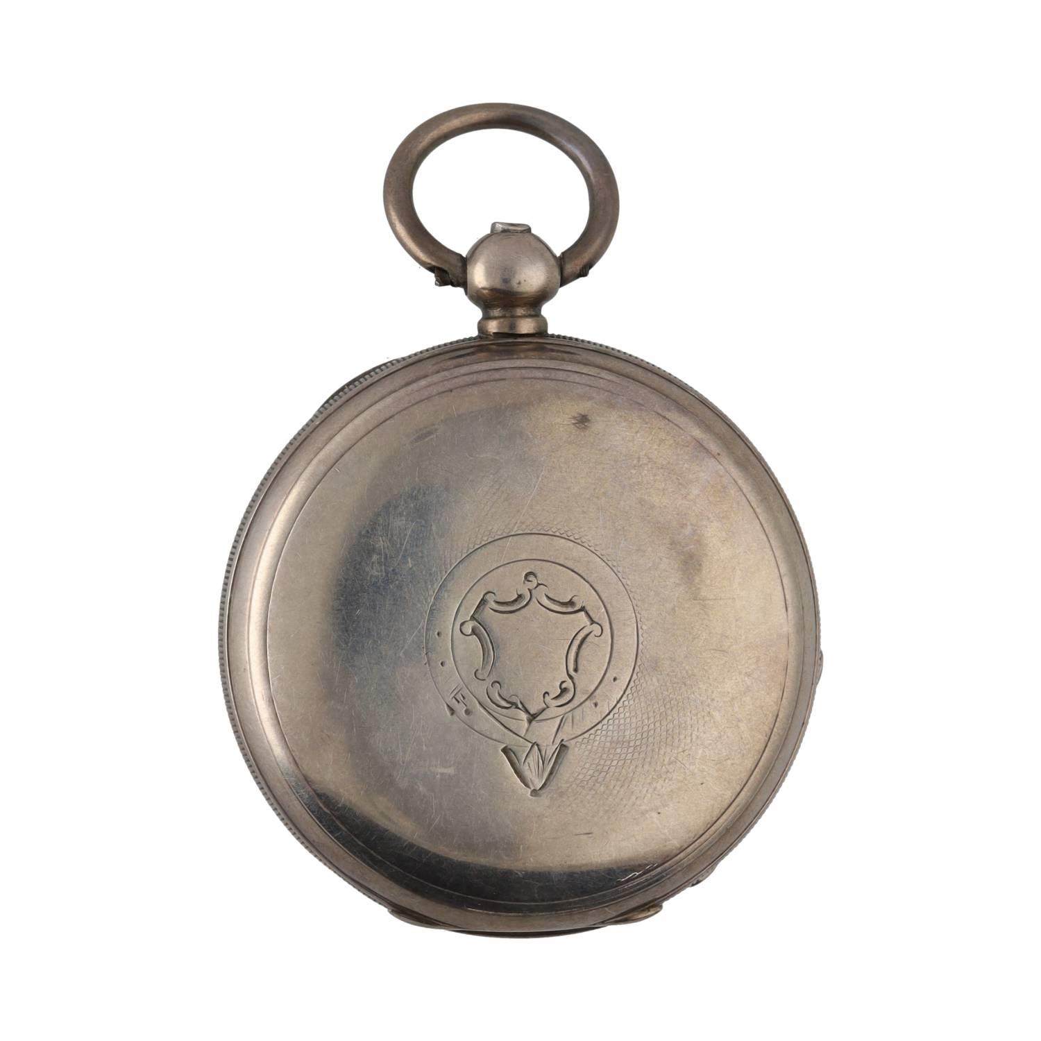 American Waltham silver lever pocket watch, circa 1886, serial no. 3219558, signed movement with - Image 3 of 3