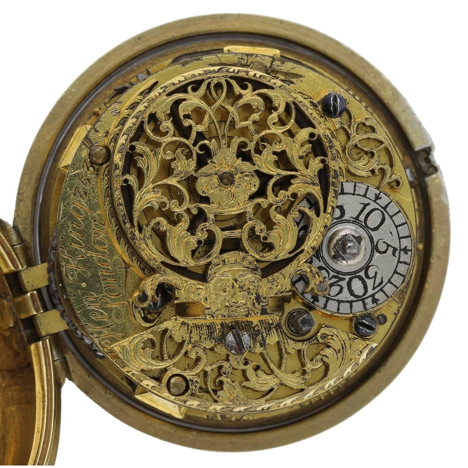 Henry King, London - 18th century English gilt pair cased verge pocket watch, signed fusee movement, - Image 4 of 10
