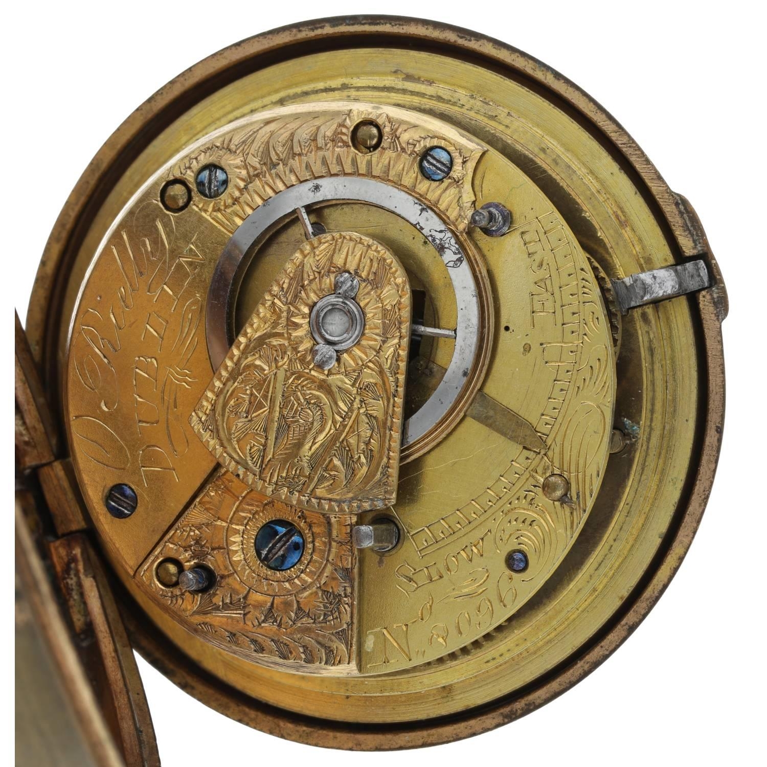 P. Rielly, Dublin - Irish early 19th century gilt metal pair cased verge pocket watch, signed - Image 4 of 7
