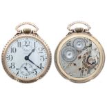 American Waltham 'Vanguard' 10k gold filled pocket watch with 'up/down' power reserve indicator,