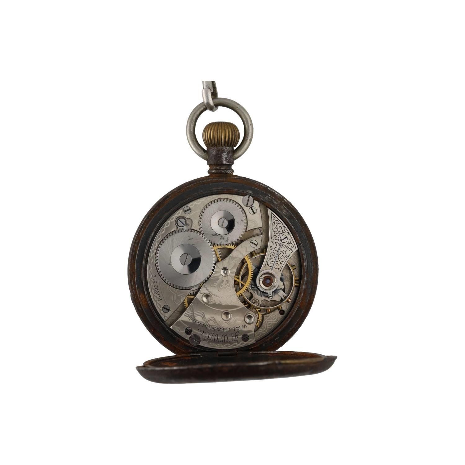 American Waltham gun metal lever pocket watch, circa 1915, serial no. 20222519, signed movement with - Image 3 of 4