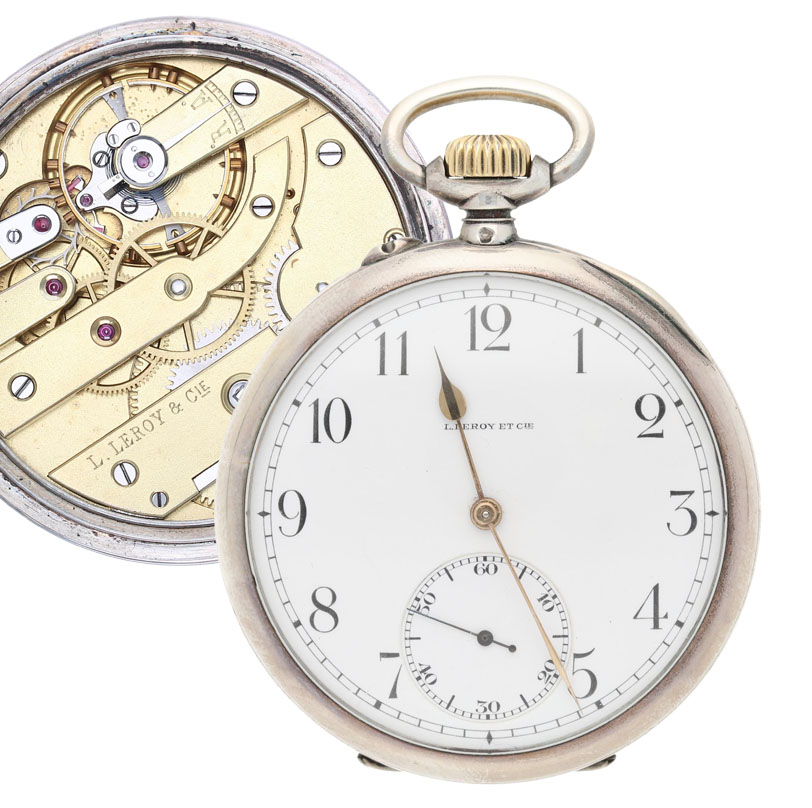 Le Roy & Cie - French white metal lever pocket watch, signed gilt frosted bar movement signed with