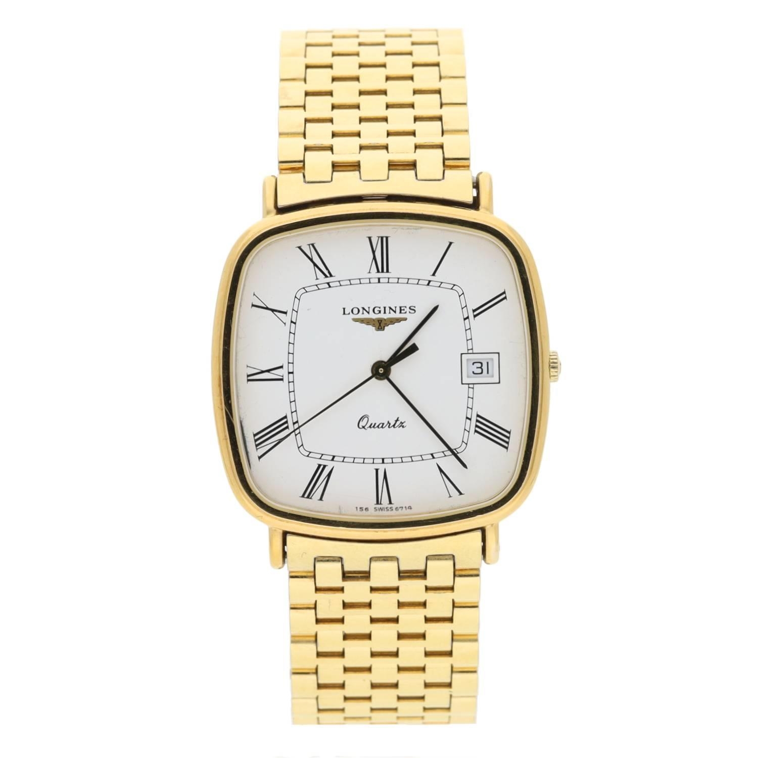 Longines Quartz square cased gold plated and stainless steel gentleman's wristwatch, case no.