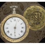 Cabrier, London - English 18th century silver and gilt metal quarter repeating pair case verge