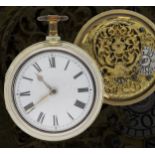 Henry King, London - 18th century English gilt pair cased verge pocket watch, signed fusee movement,