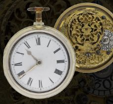 Henry King, London - 18th century English gilt pair cased verge pocket watch, signed fusee movement,