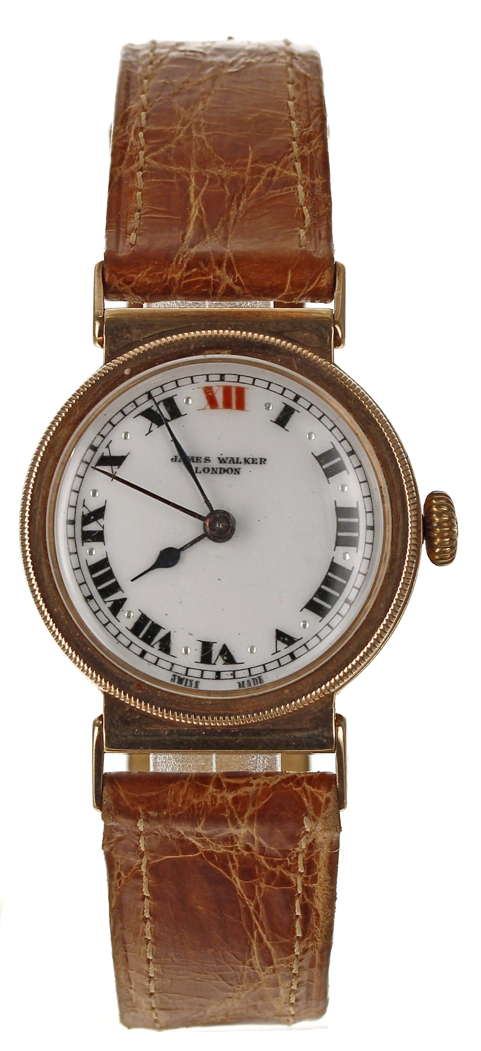 Rolex 9ct mid-size swing-lug gentleman's wristwatch, London 1947, case no. 423417, circular enamel