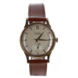 Majex 9ct gentleman's wristwatch, Edinburgh 1956, circular silvered dial, 17 jewel Guarantie