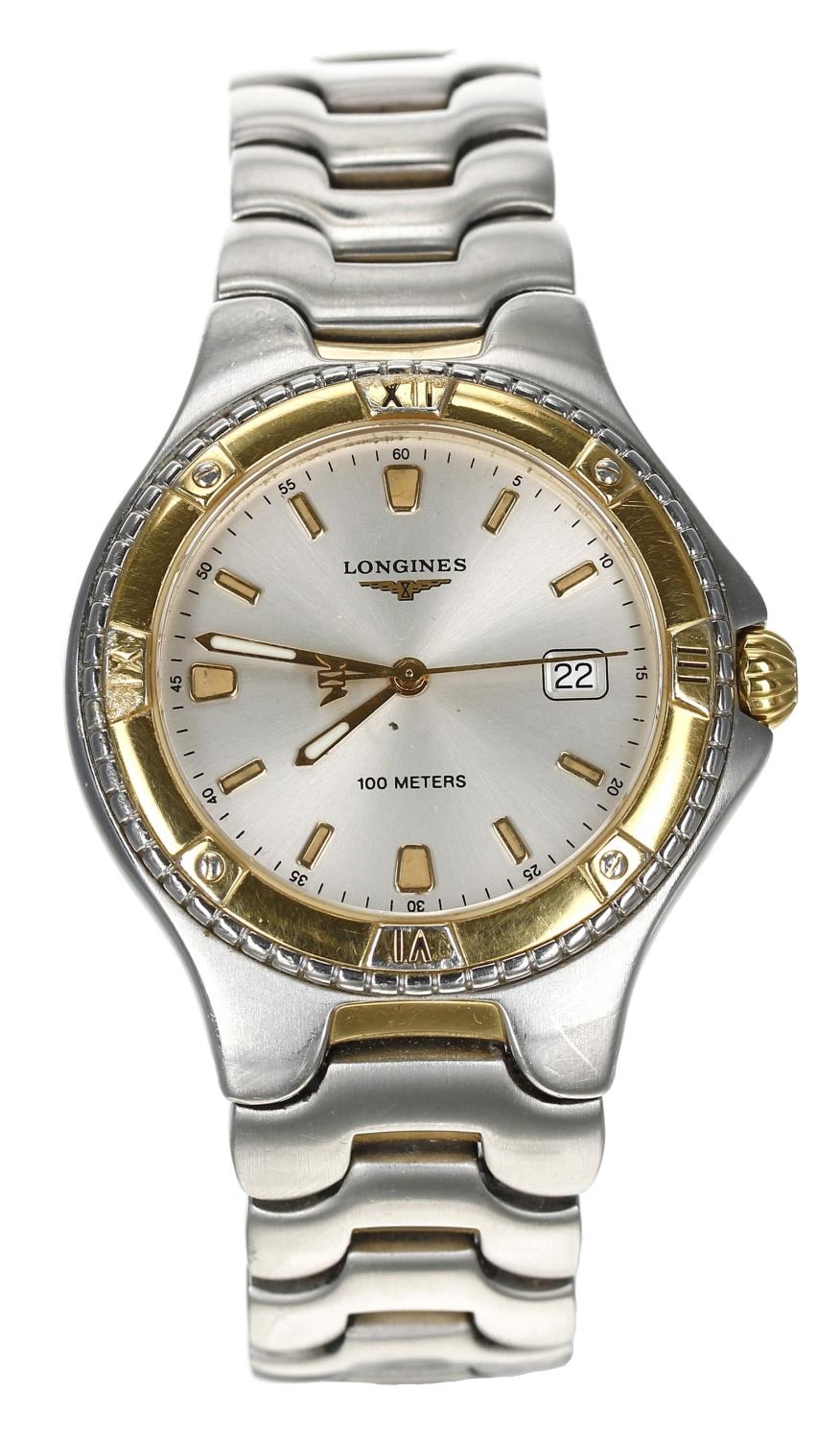 Longines 100 Metres two-tone gentleman's wristwatch, reference no. L3612 3, serial no. 28208xxx,