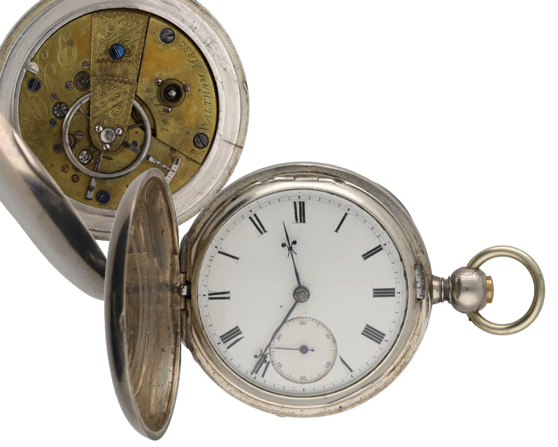 Early American Waltham 'P.S. Bartlett' lever hunter pocket watch, circa 1864, serial no. 148734,