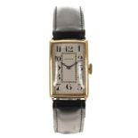 Rolex 1930s 18ct rectangular wire-lug gentleman's wristwatch, case no. 81318, rectangular silvered