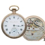 Hampden Watch Co. gold plated lever set pocket watch, circa 1905, signed 23 jewel adjusted to five