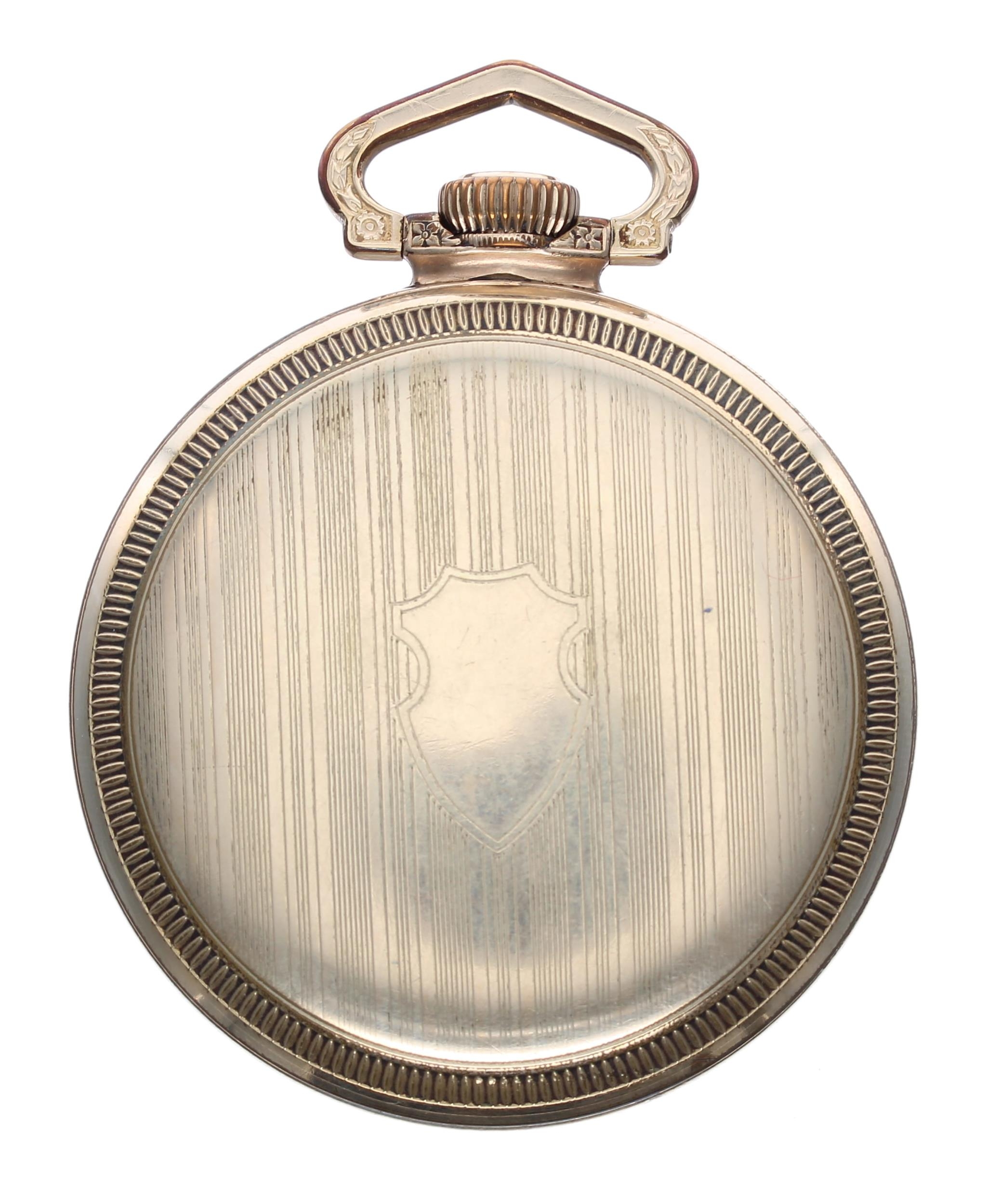 Illinois Watch Co. gold plated lever set pocket watch, circa 1924, signed 19 jewel adjusted 3 - Image 4 of 4