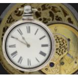 English 19th century silver pair cased verge pocket watch, London 1848, unsigned fusee movement, no.