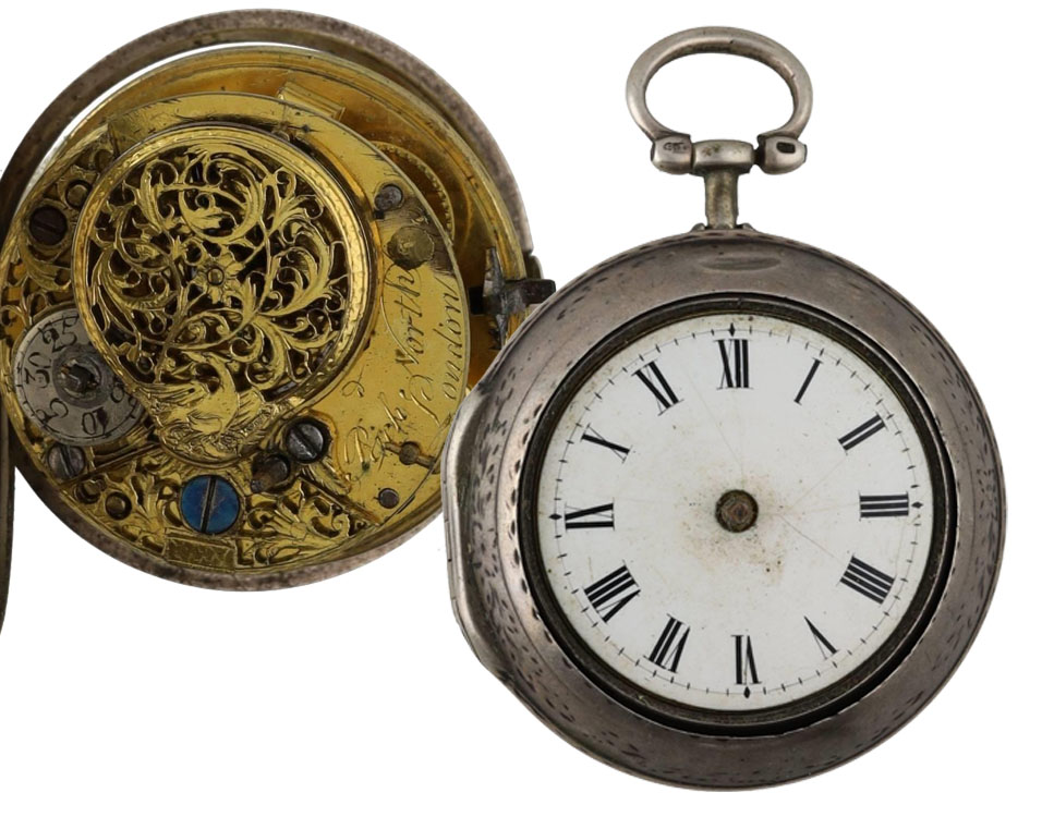 Richard North, London - George III silver pair cased verge pocket watch, London 1772, the fusee