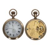 Waterbury Watch Co. Series N duplex gold plated fob watch, signed movement, decorated enamel dial