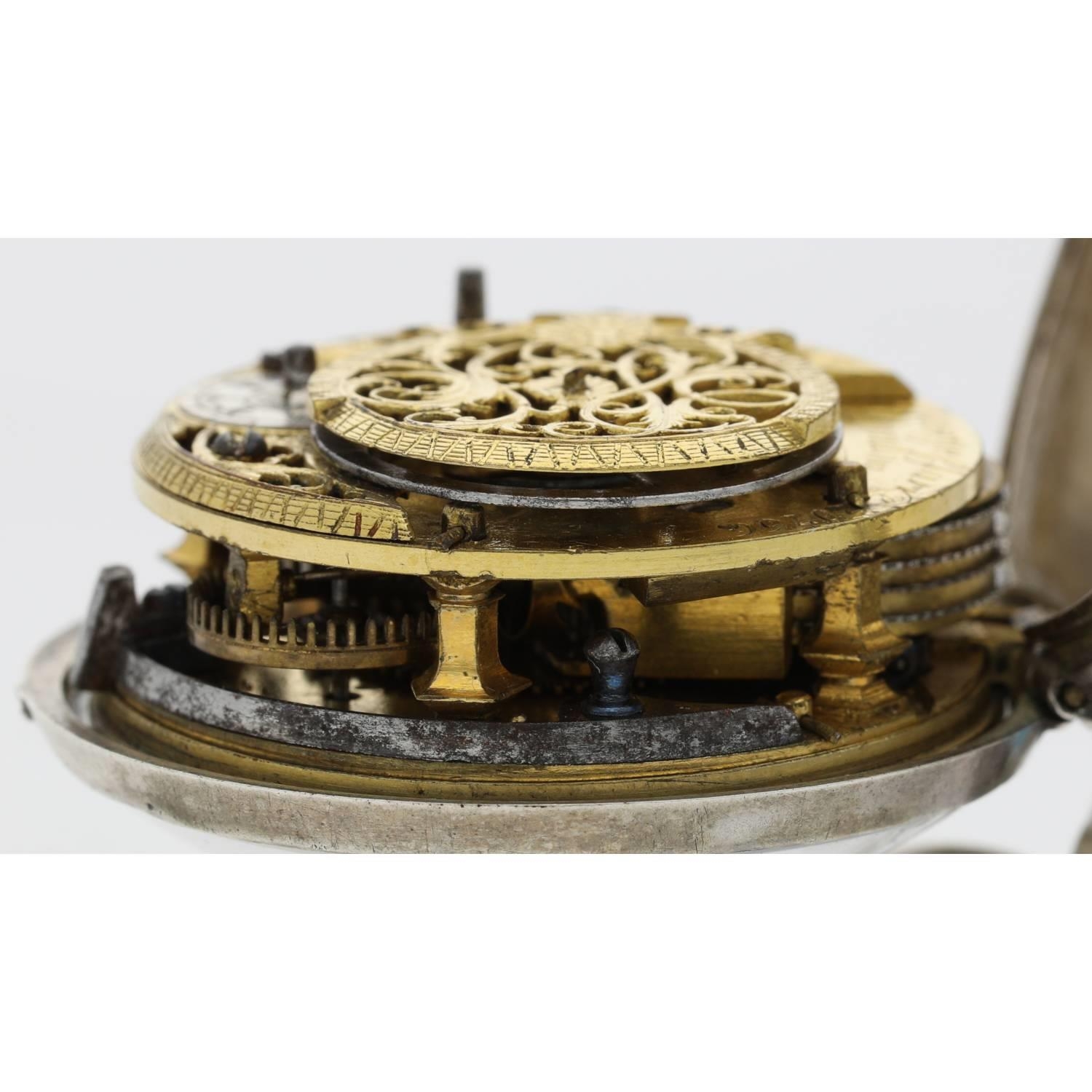 George Prior, London - English 18th century silver repoussé pair cased verge pocket watch for the - Image 7 of 11