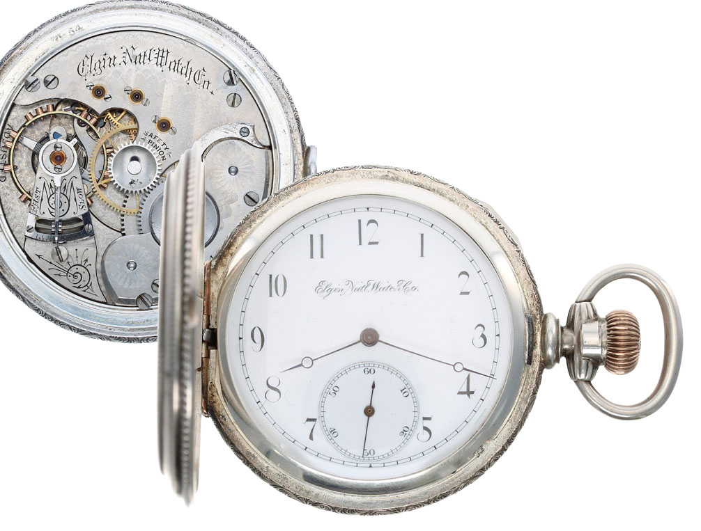 Elgin National Watch Co. lever set hunter pocket watch, circa 1886, signed movement, no. 2346806,