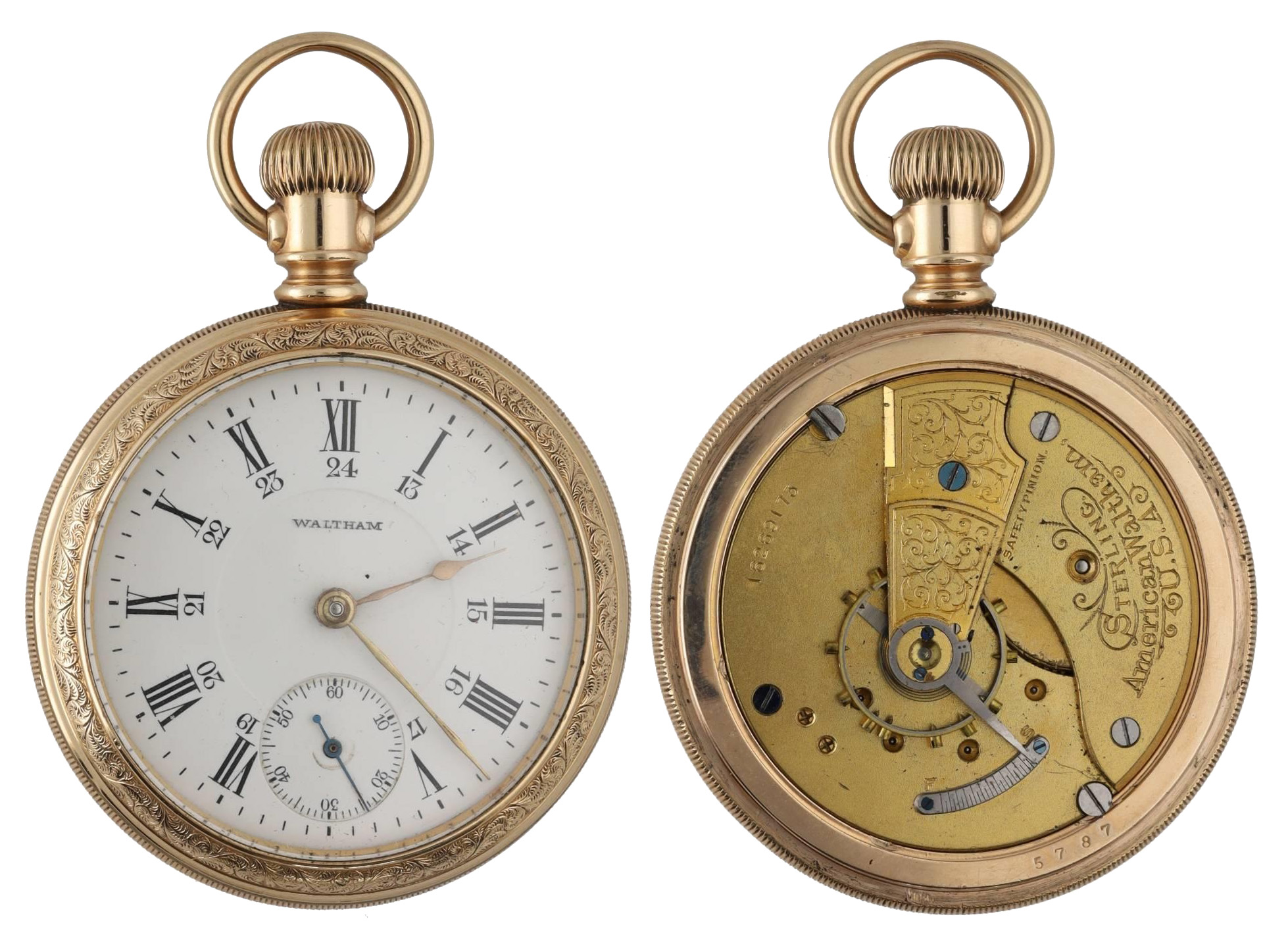 American Waltham 'Sterling' gold plated lever pocket watch, circa 1907, serial no. 16269173,