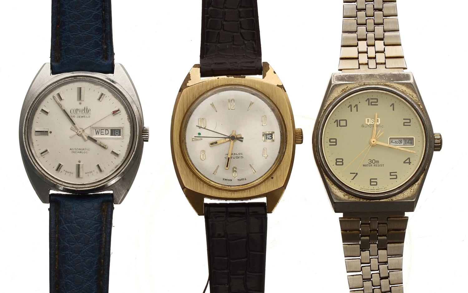 Three automatic gentleman's wristwatches to include Corvette and Q&Q (3)