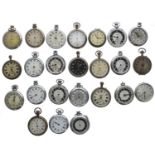 Quantity of Ingersoll, Smiths and Services chrome cased pocket watches for repair/spares