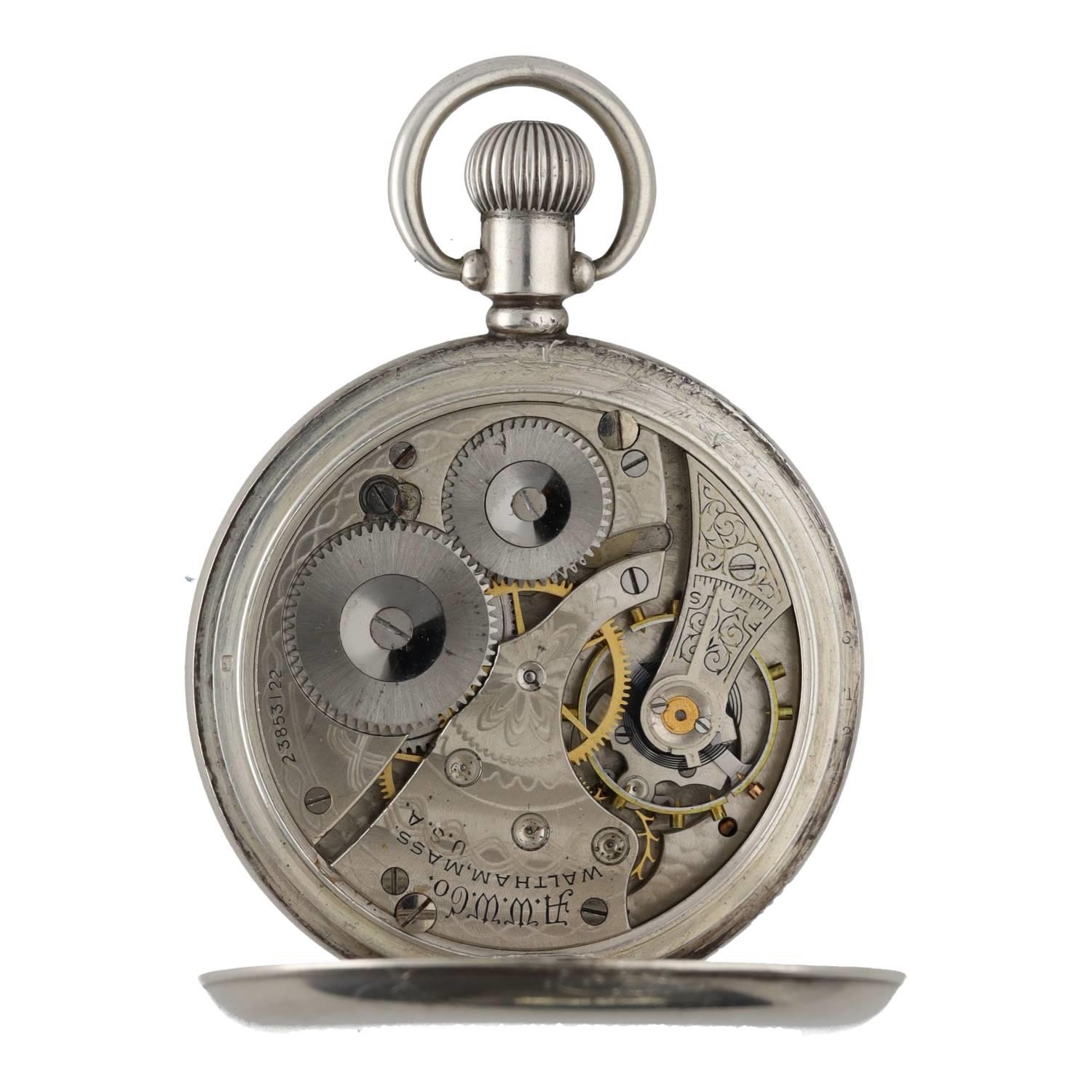 American Waltham silver lever pocket watch, circa 1920, serial no. 23853122, signed movement, hinged - Image 2 of 3