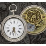 John Wilter, London - George II English silver repoussé pair cased verge pocket watch, London