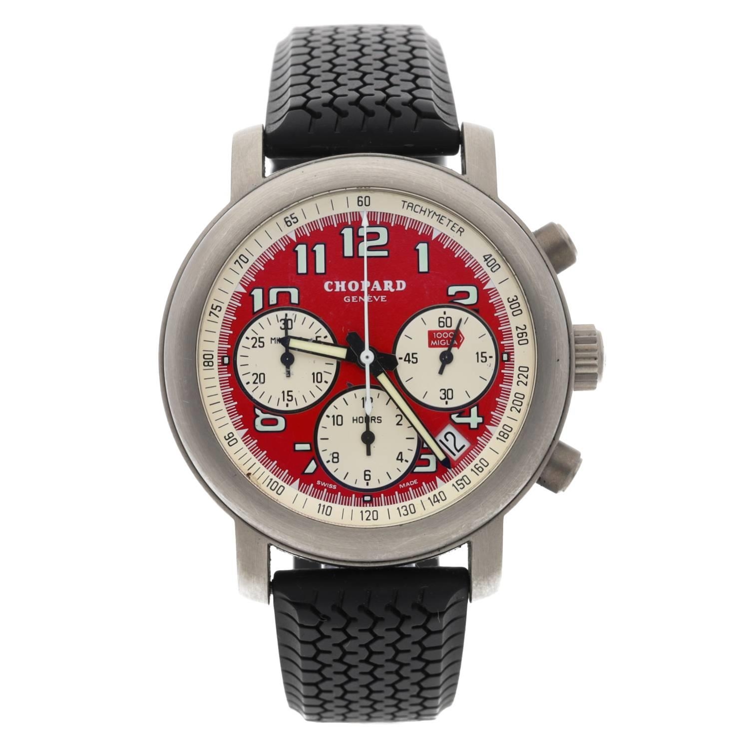 Chopard Mille Miglia MM Rosso Limited Edition Chronograph automatic titanium gentleman's wristwatch,