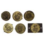 Six fusee verge pocket watch movements, including makers John Fawcitt, Richmond; Jas Kirby, St.