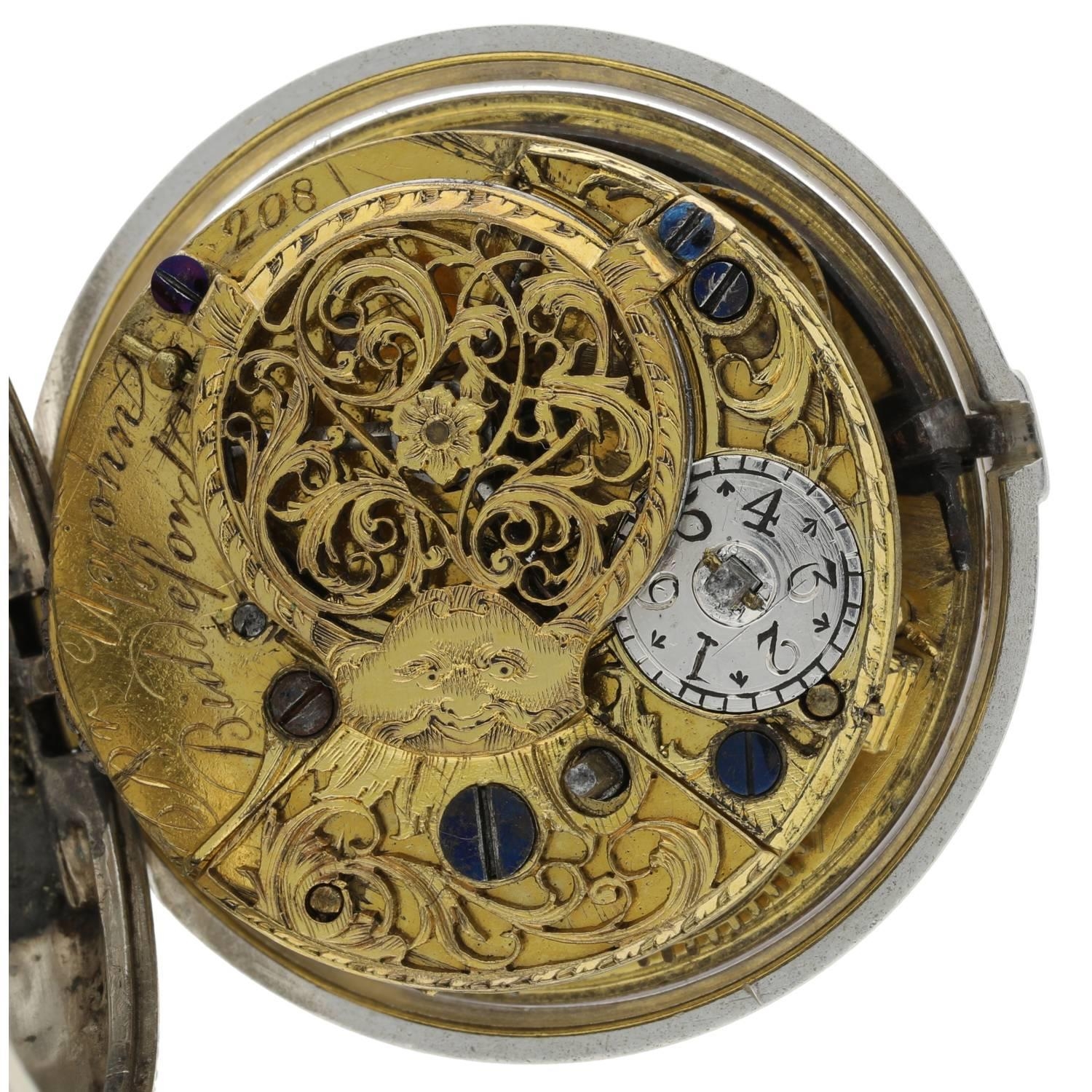 Peter Upjohn, Bideford - George III silver pair cased verge pocket watch, London 1765, signed - Image 4 of 10