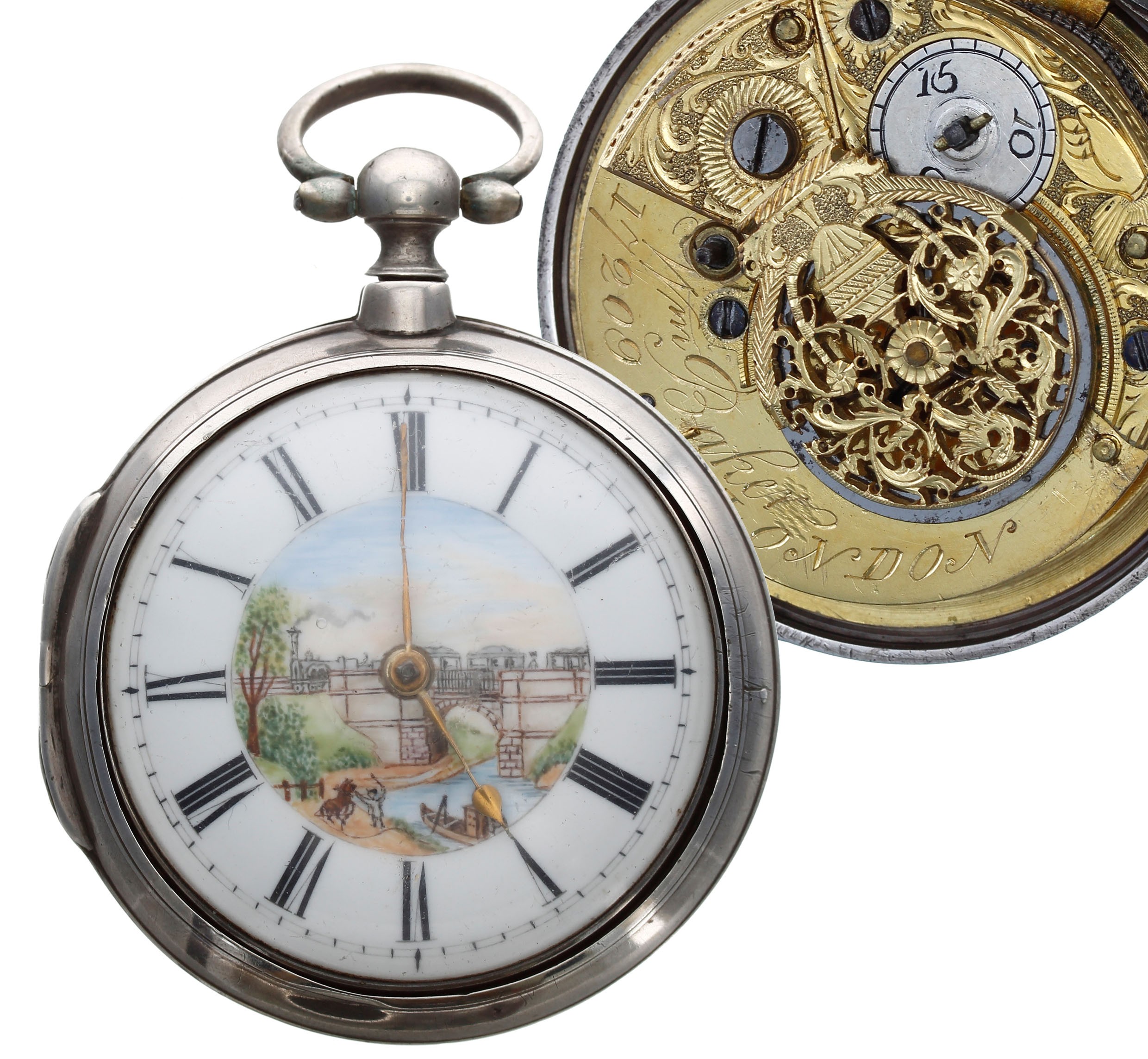 William Baker, London - George III silver pair cased verge pocket watch, London 1805, signed fusee